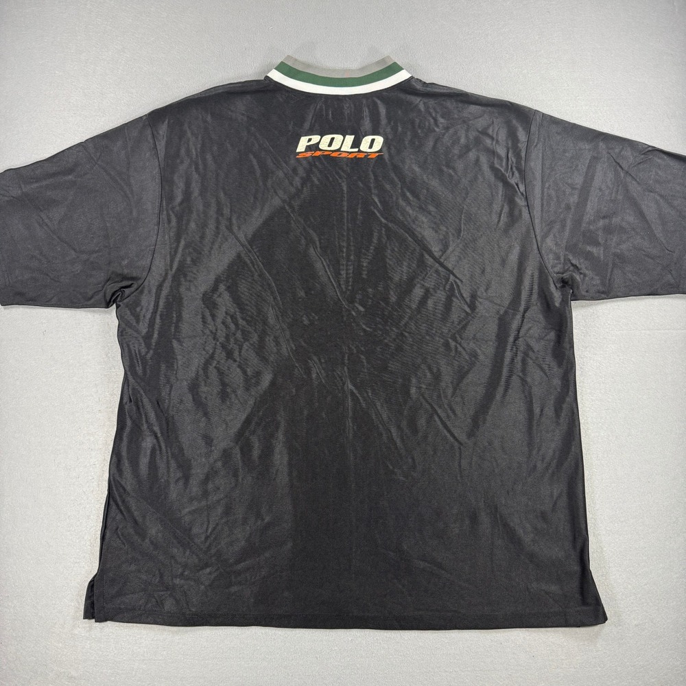 Vintage 90s Polo Sport Ralph Lauren Jersey Men 2XL Black V-Neck Nylon Rare USA - Picture 3 of 9
